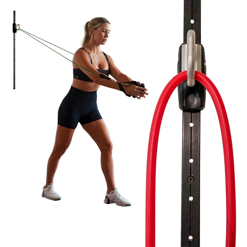 Myosource Kinetic Bands أشرطة مقاومة مايوسورس كينيتك سيفر لجيم | معدات تمارين للياقة البدنية في المنزل | مثبت حائط لأشرطة المقاومة مع 1 سكة، 1 عربة سكة (بدون أشرطة مقاومة) - Image 1